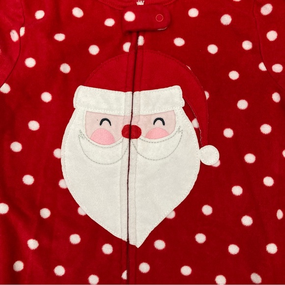 Santa One Piece Pajamas Polka Dot Red White Size 3T - Picture 2 of 5